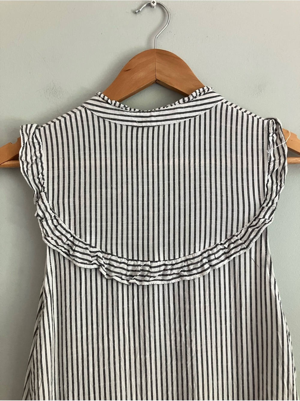 ENTRO Blue and White Striped Floral Embroidered Shirt Tank Dress Size S - Picture 8 of 14